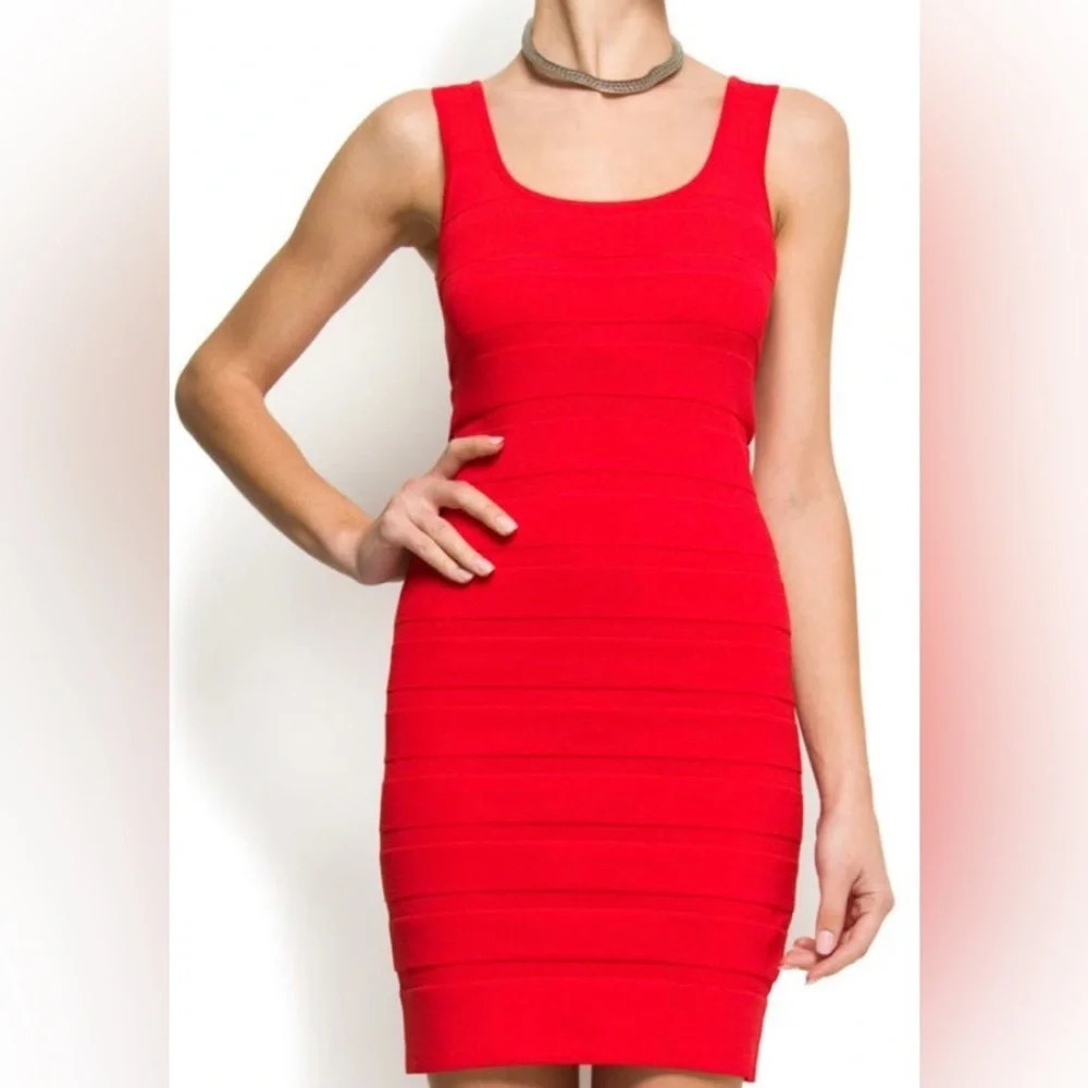 Mango Red Stretchy Bodycon Tank Dress Sleeveless Mini Party Dress Sz S